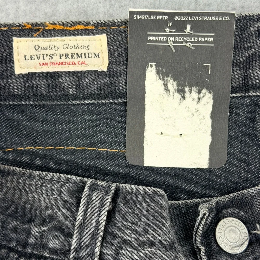 Levis Premium 501 Original Mens Shorts Washed Black Grey Raw Hem Denim W30 L7